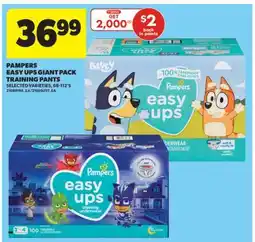 Real Canadian Superstore PAMPERS EASY UPS GIANT PACK TRAINING PANTS, 68-112' S offer