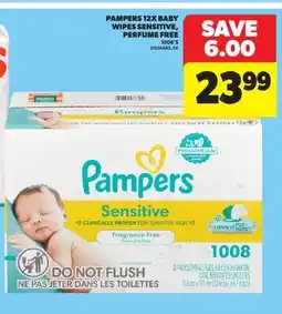 Real Canadian Superstore PAMPERS 12X BABY WIPES SENSITIVE, PERFUME FREE,1008' S offer