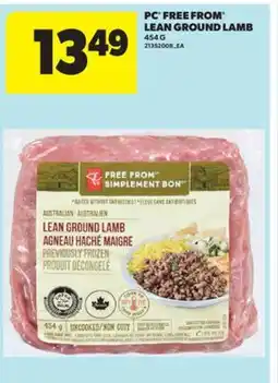 Real Canadian Superstore PC FREE FROM LEAN GROUND LAMB, 454 G offer