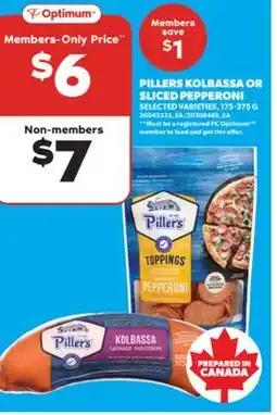 Real Canadian Superstore PILLERS KOLBASSA OR SLICED PEPPERONI, 175-375 G offer