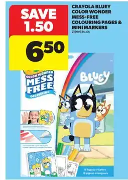 Real Canadian Superstore CRAYOLA BLUEY COLOR WONDER MESS-FREE COLOURING PAGES & MINI MARKERS offer