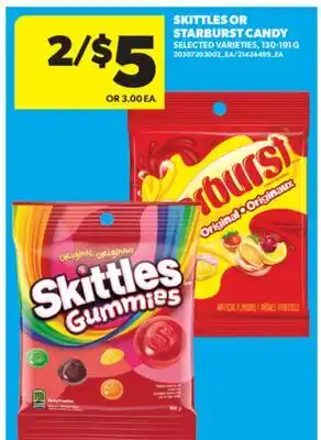 Real Canadian Superstore SKITTLES OR STARBURST CANDY, 130-191 G offer