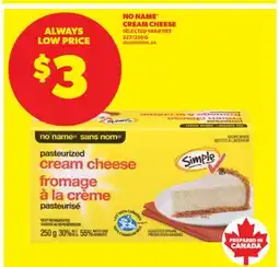 Real Canadian Superstore NO NAME CREAM CHEESE, 227/250 G offer