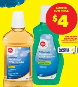 Real Canadian Superstore LIFE BRAND MOUTHWASH, 1 L offer
