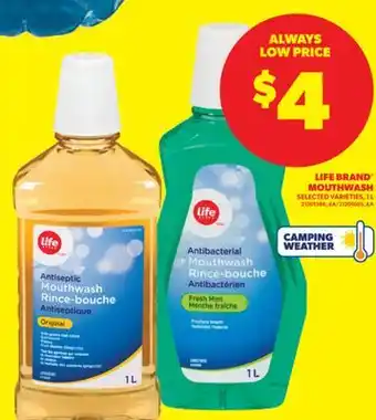 Real Canadian Superstore LIFE BRAND MOUTHWASH, 1 L offer