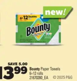Real Canadian Superstore BOUNTY PAPER TOWELS, 6 = 12 rolls offer