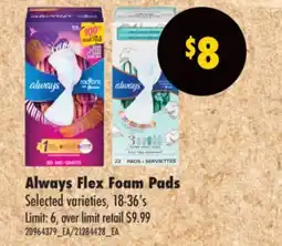 Real Canadian Superstore ALWAYS FLEX FOAM PADS, 18-36' S offer