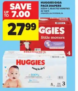 Real Canadian Superstore HUGGIES GIGA PACK DIAPERS, 42-128'S offer