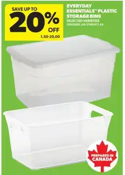 Real Canadian Superstore EVERYDAY ESSENTIALS PLASTIC STORAGE BINS offer