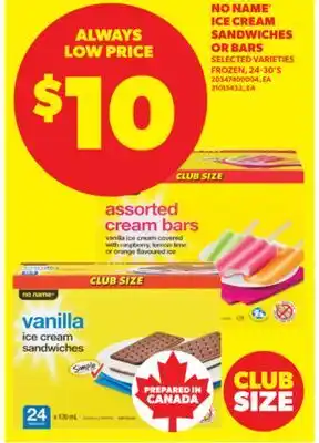 Real Canadian Superstore NO NAME ICE CREAM SANDWICHES OR BARS, 24-30' S offer