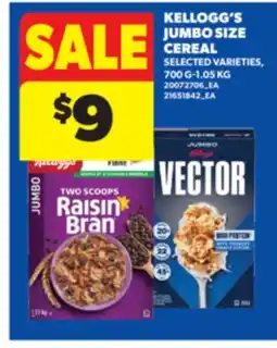 Real Canadian Superstore KELLOGG'S JUMBO SIZE CEREAL, 700 G - 1.05 KG offer