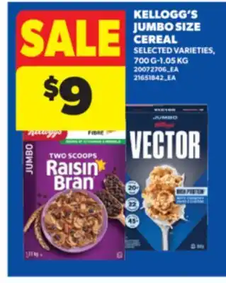 Real Canadian Superstore KELLOGG'S JUMBO SIZE CEREAL, 700 G - 1.05 KG offer
