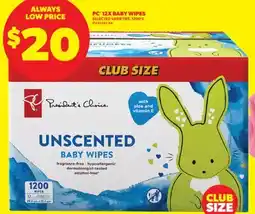 Real Canadian Superstore PC 12X BABY WIPES, 1200' S offer