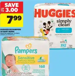 Real Canadian Superstore HUGGIES OR PAMPERS 3X BABY WIPES, 112-216' S offer