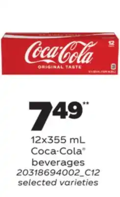Real Canadian Superstore COCA-COLA BEVERAGES, 12X355 ML offer