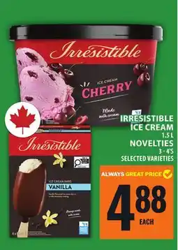 Food Basics IRRESISTIBLE ICE CREAM OR NOVELTIES offer