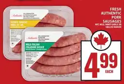 Food Basics FRESH AUTHENTIC PORK SAUSAGES offer