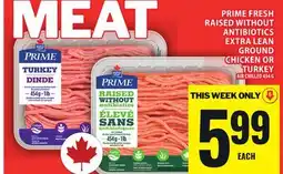 Food Basics MAPLE LEAF PRIME FRESH RAISED WITHOUT ANTIBIOTICS EXTRA LEAN GROUND CHICKEN OR TURKEY offer
