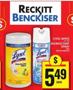 Food Basics LYSOL WIPES OR DISINFECTANT SPRAY offer