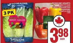 Food Basics ROMAINE HEARTS OR SWEET ASSORTED PEPPERS offer