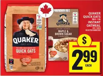 Food Basics QUAKER QUICK OATS OR INSTANT OATMEAL offer