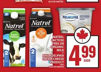 Food Basics NATREL LACTOSE FREE OR ORGANIC MILK OR PHILADELPHIA CREAM CHEESE PRODUCT offer