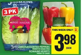 Food Basics SWEET ASSORTED PEPPERS OR ROMAINE HEARTS offer