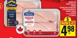 Food Basics MAPLE LEAF PRIME OR MINA HALAL FRESH BONELESS SKINLESS CHICKEN BREAST FAMILY PACK offer