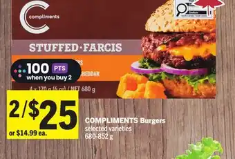 Foodland COMPLIMENTS Burgers offer
