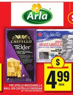 Food Basics TRE STELLE MOZZARELLA BALL OR CASTELLO CHEDDAR offer