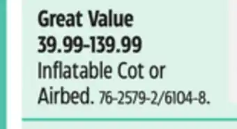 Canadian Tire Inflatable Cot or Airbed offer