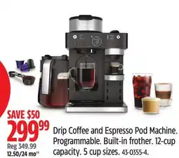 Canadian Tire Drip Coffee and Espresso Pod Machine. Programmable offer