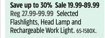 Canadian Tire Police Security Flashlights, Head Lamp and Rechargeable Work Light offer