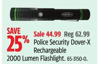 Canadian Tire Police Security Dover-X Rechargeable 2000 Lumen Flashlight offer