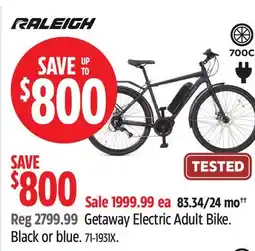 Canadian Tire Raleigh Getaway Electric Adult Bike offer