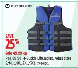 Canadian Tire 4-Buckle Life Jacket offer