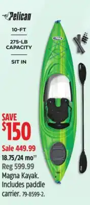 Canadian Tire Pelican Magna Kayak. Includes paddle carrier offer