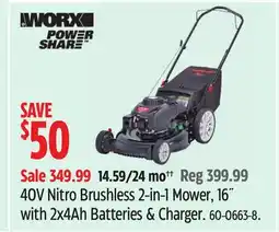 Canadian Tire 40V Nitro Brushless 2-in-1 Mower Kit, 16-in with Batteries offer