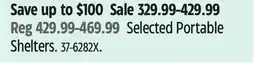Canadian Tire Selected Portable Shelters offer
