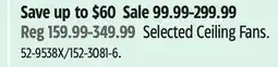 Canadian Tire Selected Ceiling Fans offer