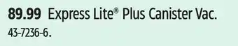 Canadian Tire Express Lite Plus Canister Vac offer