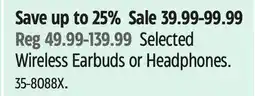 Canadian Tire Selected Wireless Earbuds or Headphones offer