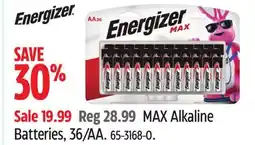 Canadian Tire Energizer MAX Alkaline Batteries, 36/AA offer