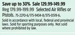 Canadian Tire Winchester Selected Air Rifles or Pistols offer