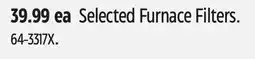 Canadian Tire Selected Furnace Filters offer