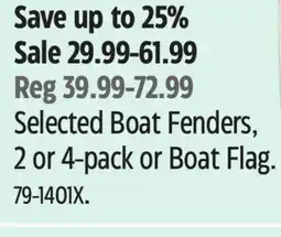 Canadian Tire Selected Boat Fenders, 2 or 4-pack or Boat Flag offer