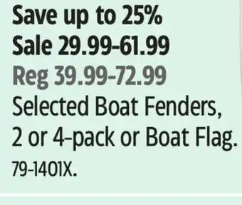 Canadian Tire Selected Boat Fenders, 2 or 4-pack or Boat Flag offer