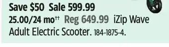 Canadian Tire iZip Wave Adult Electric Scooter offer