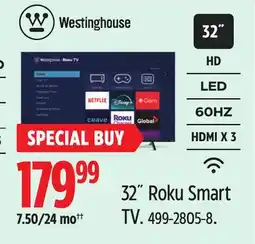 Canadian Tire Westinghouse 32˝ Roku Smart TV offer