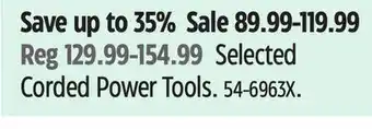 Canadian Tire Selected Corded Power Tools offer